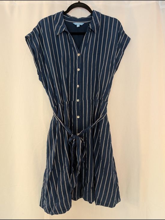 Draper James Dresses & Skirts - Draper James Navy and White Striped Button-Front Midi Shirt Dress